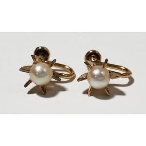 Vintage Henry Griffith HG 12 Karat Gold Filled Faux Pearl Screw Back Earrings